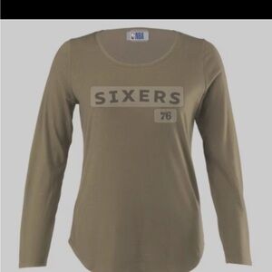 NBA Women's Sixers Olive Long Sleeve Tee